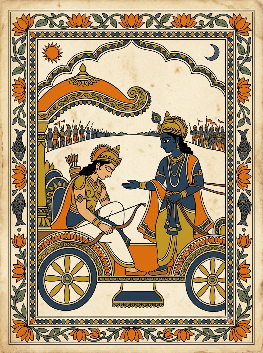 Krishna the Charioteer, and Arjuna's Choice